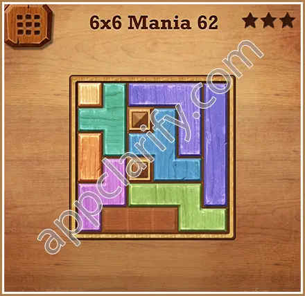 Wood Block Puzzle 6x6 Mania Level 62 Solution