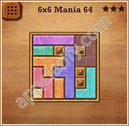 Wood Block Puzzle 6x6 Mania Level 64 Solution
