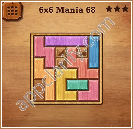 Wood Block Puzzle 6x6 Mania Level 68 Solution