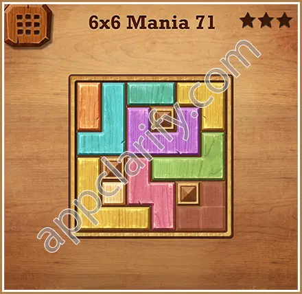 Wood Block Puzzle 6x6 Mania Level 71 Solution