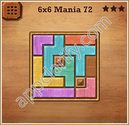 Wood Block Puzzle 6x6 Mania Level 72 Solution