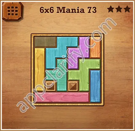 Wood Block Puzzle 6x6 Mania Level 73 Solution