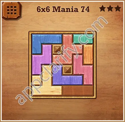 Wood Block Puzzle 6x6 Mania Level 74 Solution
