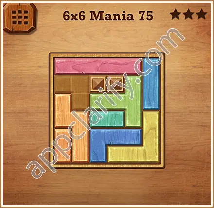 Wood Block Puzzle 6x6 Mania Level 75 Solution