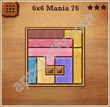 Wood Block Puzzle 6x6 Mania Level 76 Solution
