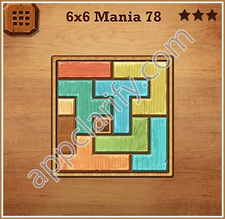 Wood Block Puzzle 6x6 Mania Level 78 Solution