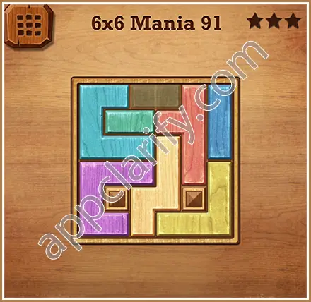 Wood Block Puzzle 6x6 Mania Level 91 Solution