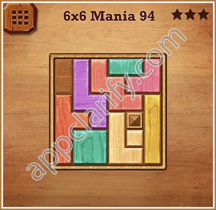 Wood Block Puzzle 6x6 Mania Level 94 Solution