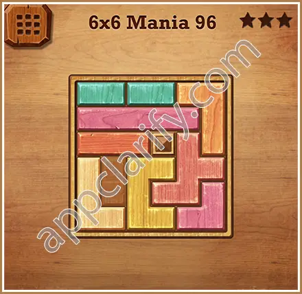 Wood Block Puzzle 6x6 Mania Level 96 Solution