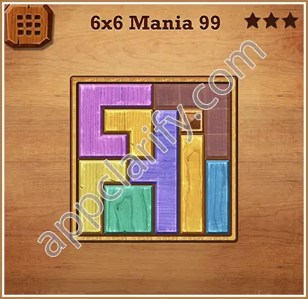 Wood Block Puzzle 6x6 Mania Level 99 Solution