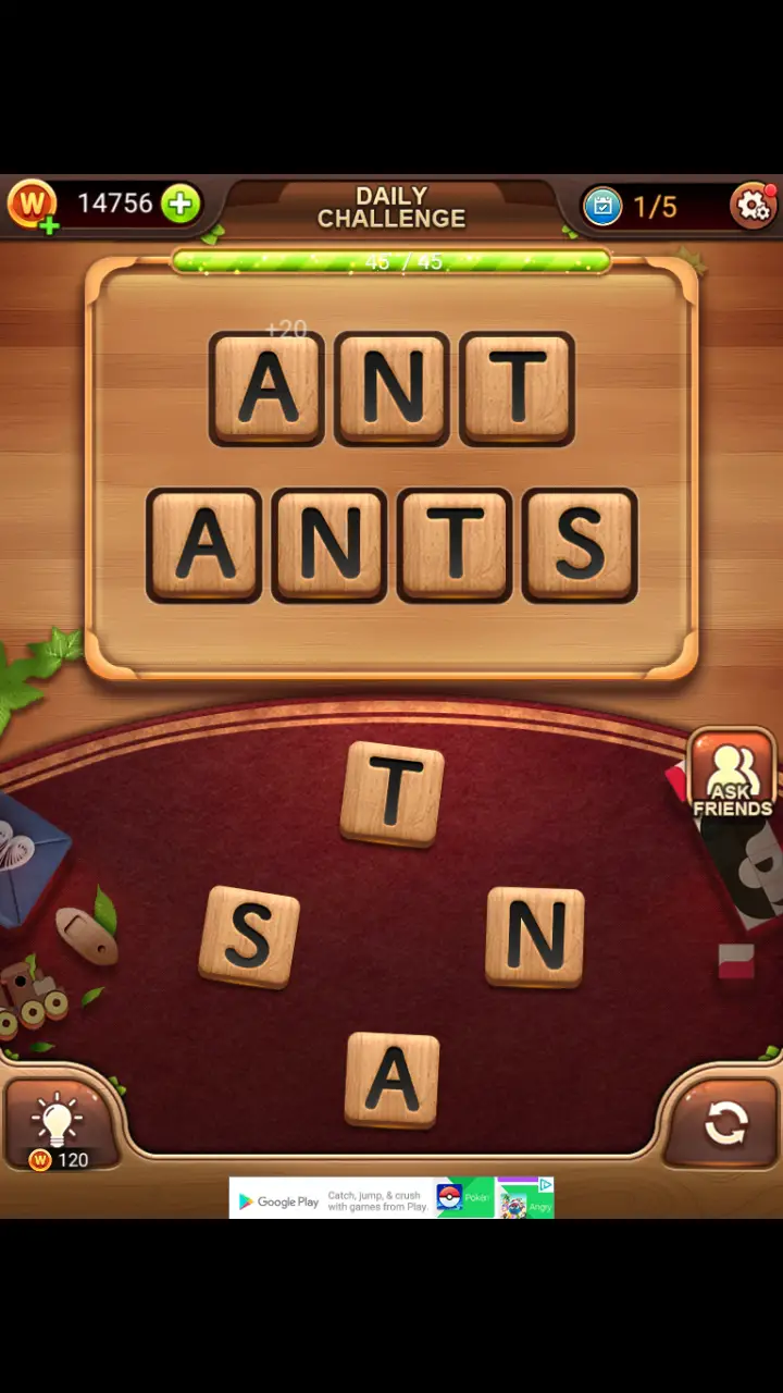 Word Connect Daily Challenge November 15 2017 ANT ANTS