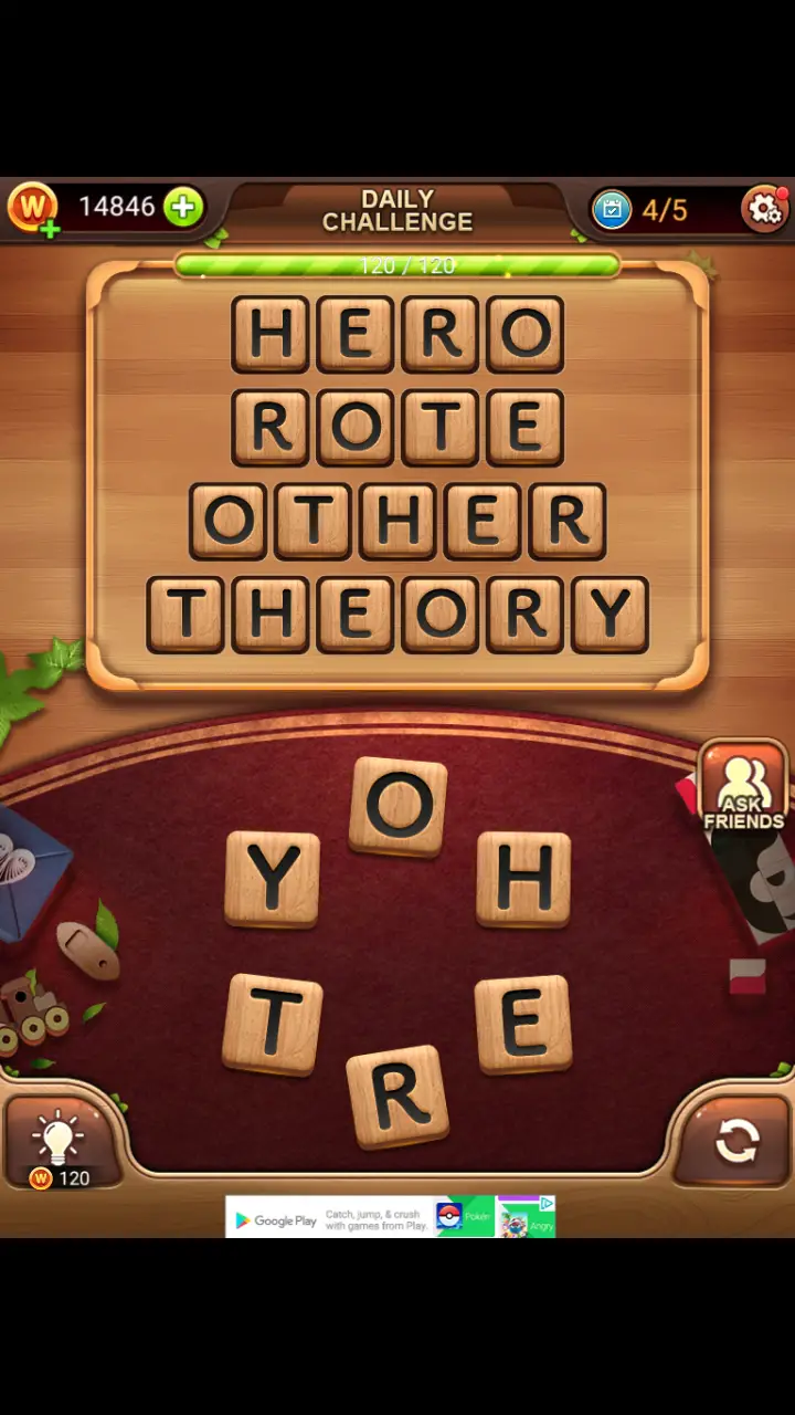 Word Connect Daily Challenge November 15 2017 HERO ROTE OTHER THEORY