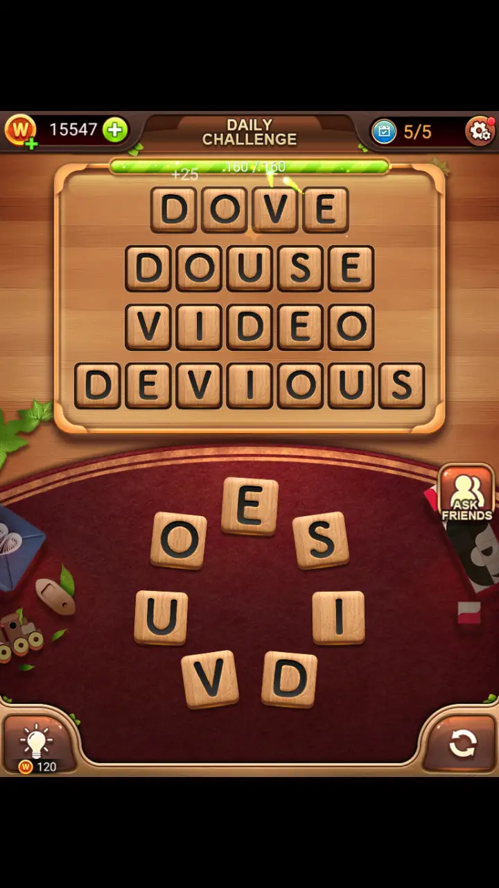 Word Connect Daily Challenge November 17 2017 DOVE DOUSE VIDEO DEVIOUS