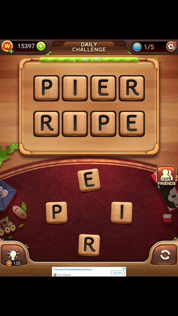 Word Connect Daily Challenge November 17 2017 RIPE PIER