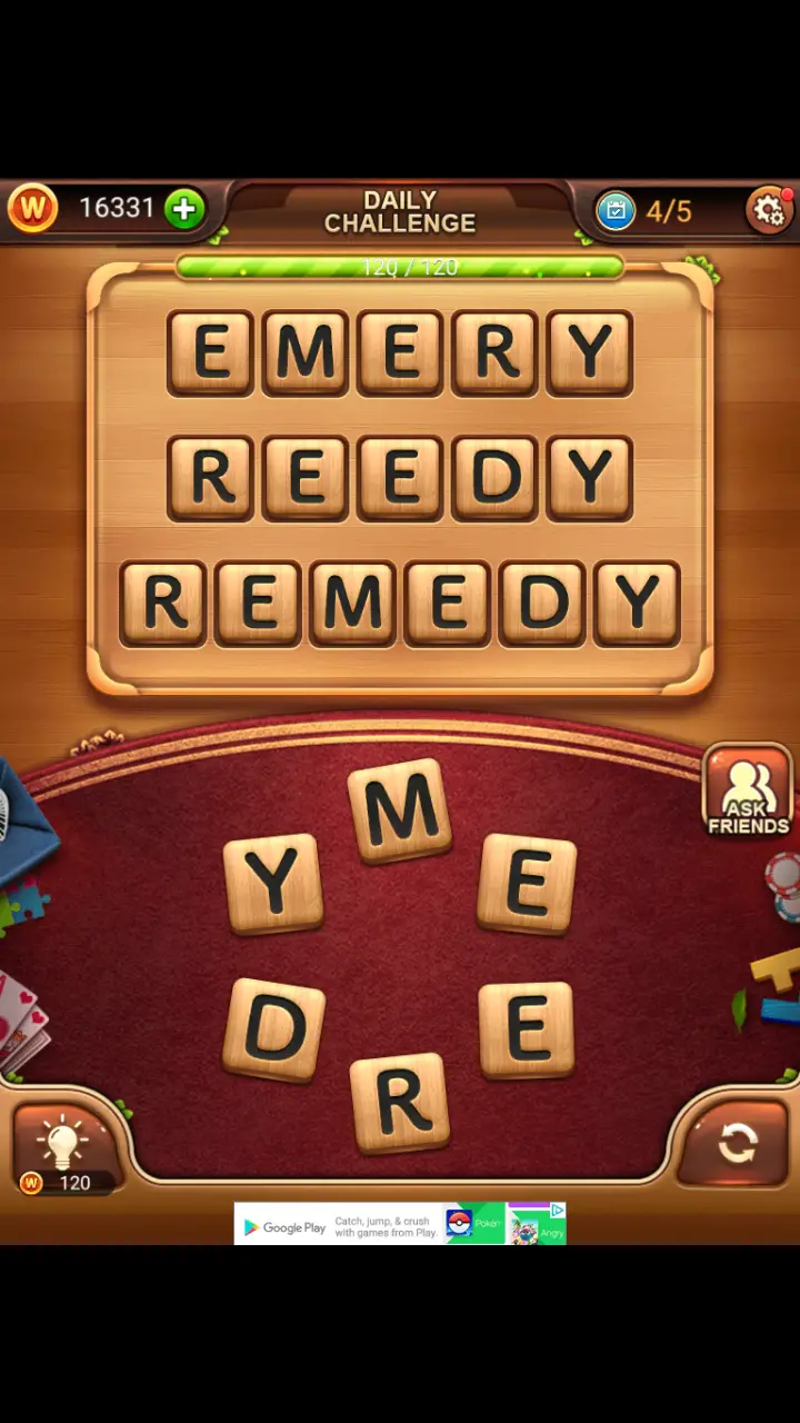 Word Connect Daily Challenge November 20 2017 EMERY REEDY REMEDY