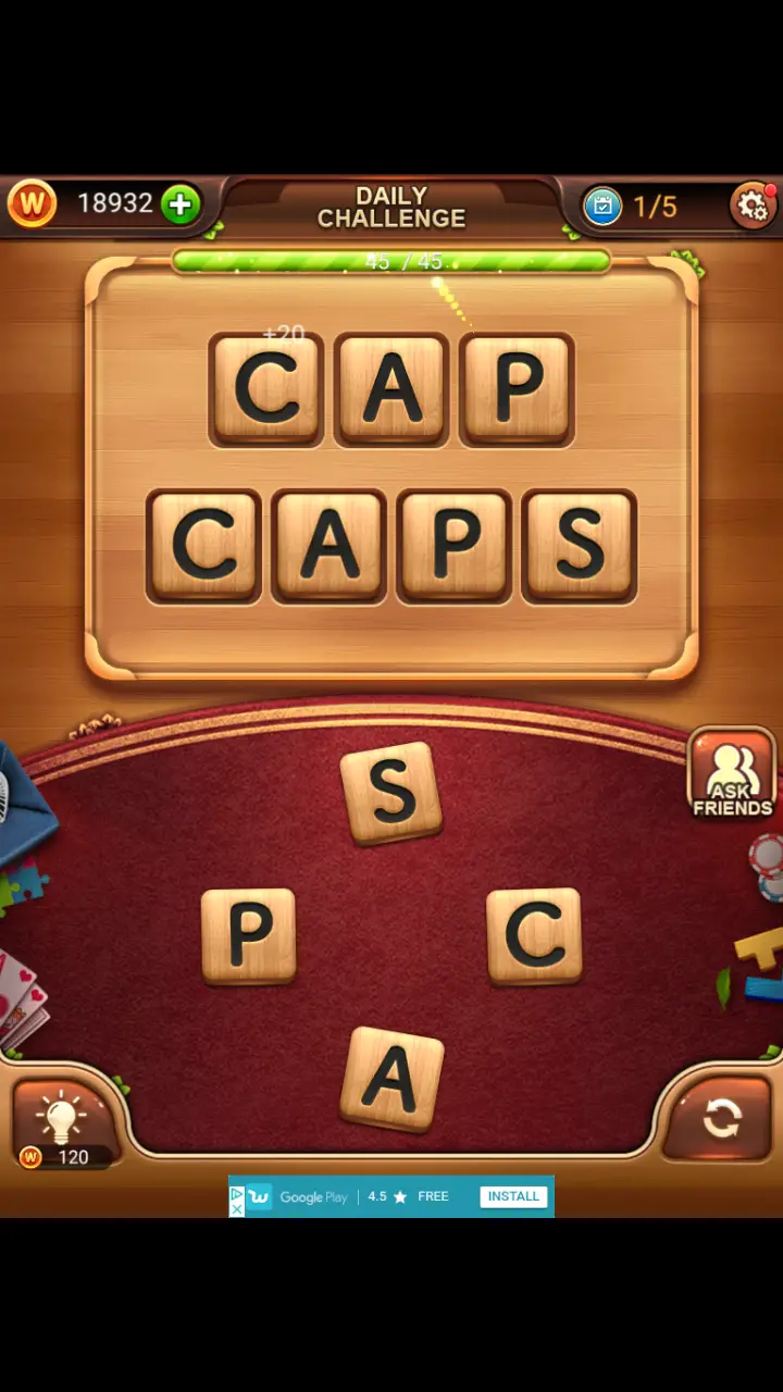 Word Connect Daily Challenge November 28 2017 1 CAP CAPS