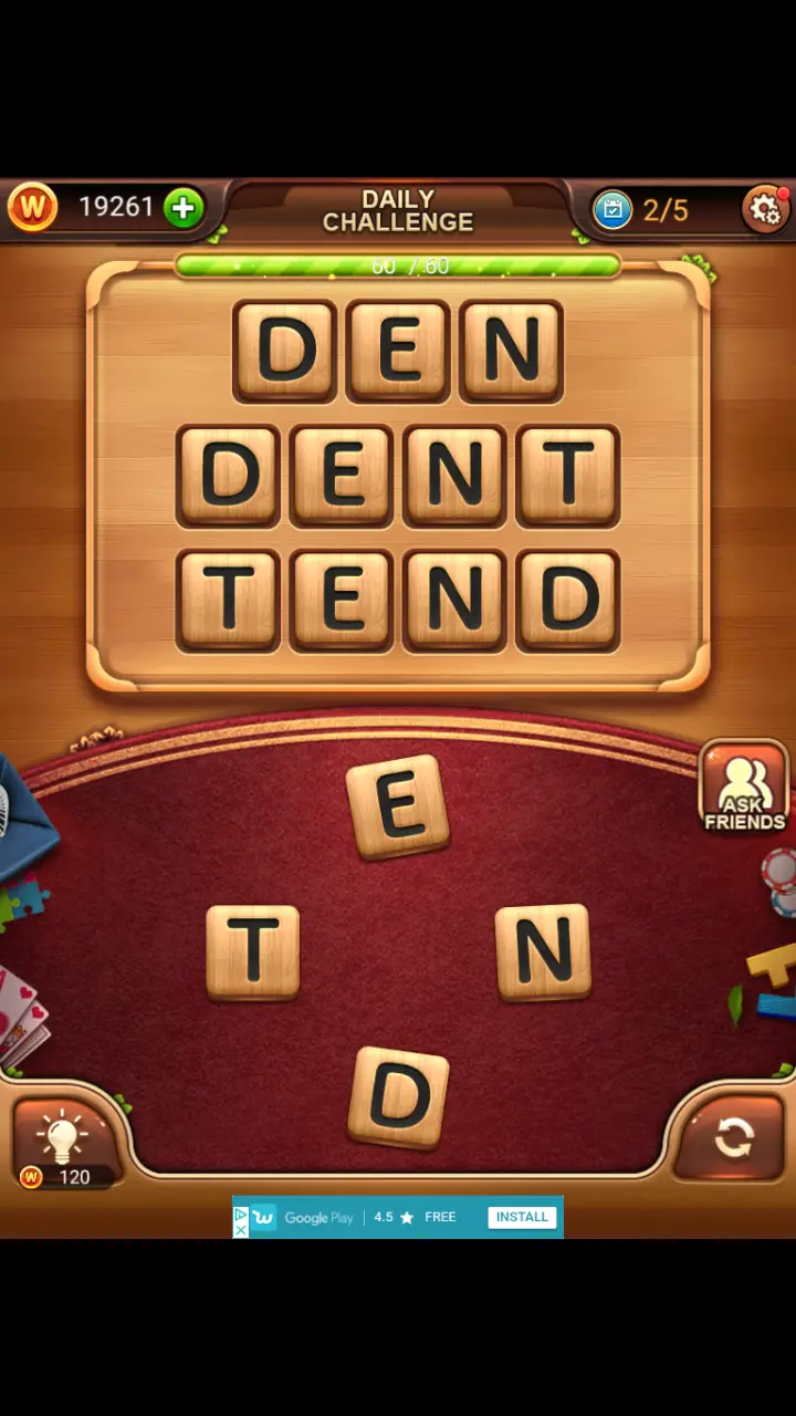 Word Connect Daily Challenge November 29 2017 2 DEN DENT TEND