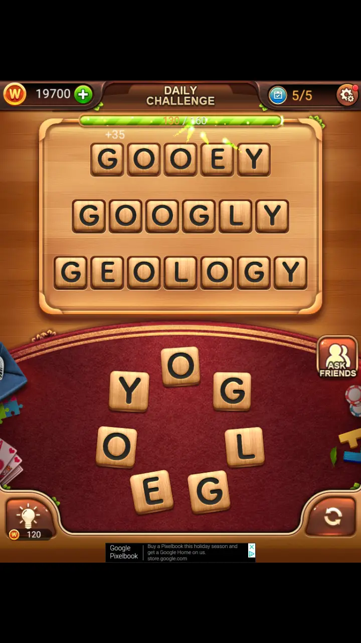 Word Connect Daily Challenge November 30 2017 5 GOOEY GOOGLY GEOLOGY