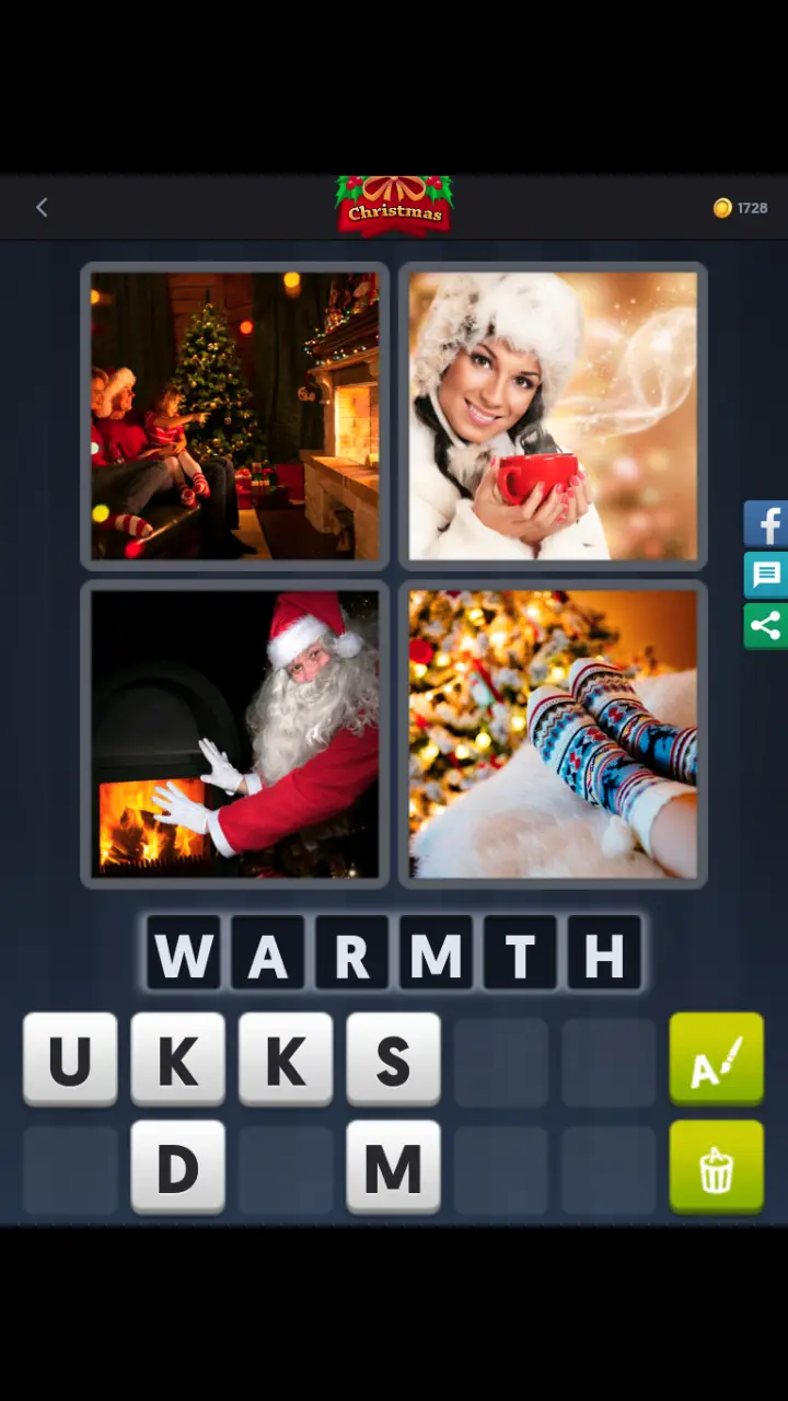 //appclarify.com/wp content/uploads/2017/12/4 Pics 1 Word Daily Puzzle December 6 2017 Christmas WARMTH