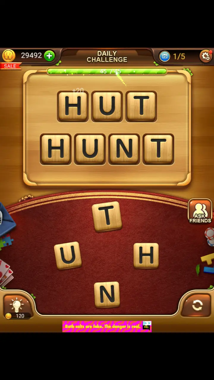 //appclarify.com/wp content/uploads/2017/12/Word Connect Daily Challenge December 31 2017 1 HUT HUNT