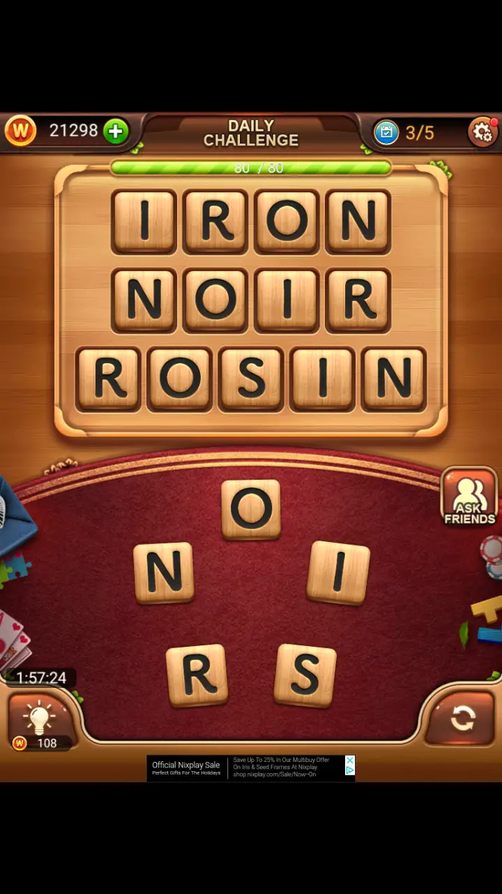 //appclarify.com/wp content/uploads/2017/12/Word Connect Daily Challenge December 5 2017 3 IRON NOIR ROSIN