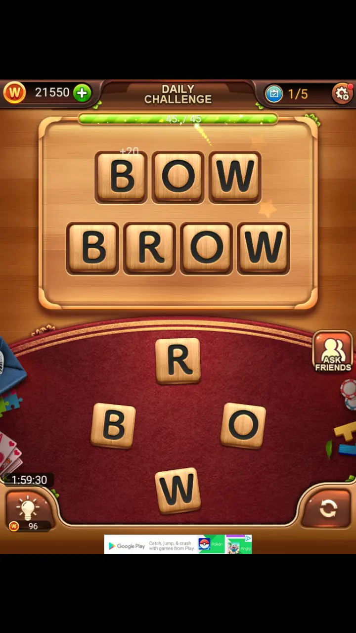 //appclarify.com/wp content/uploads/2017/12/Word Connect Daily Challenge December 6 2017 1 BOW BROW