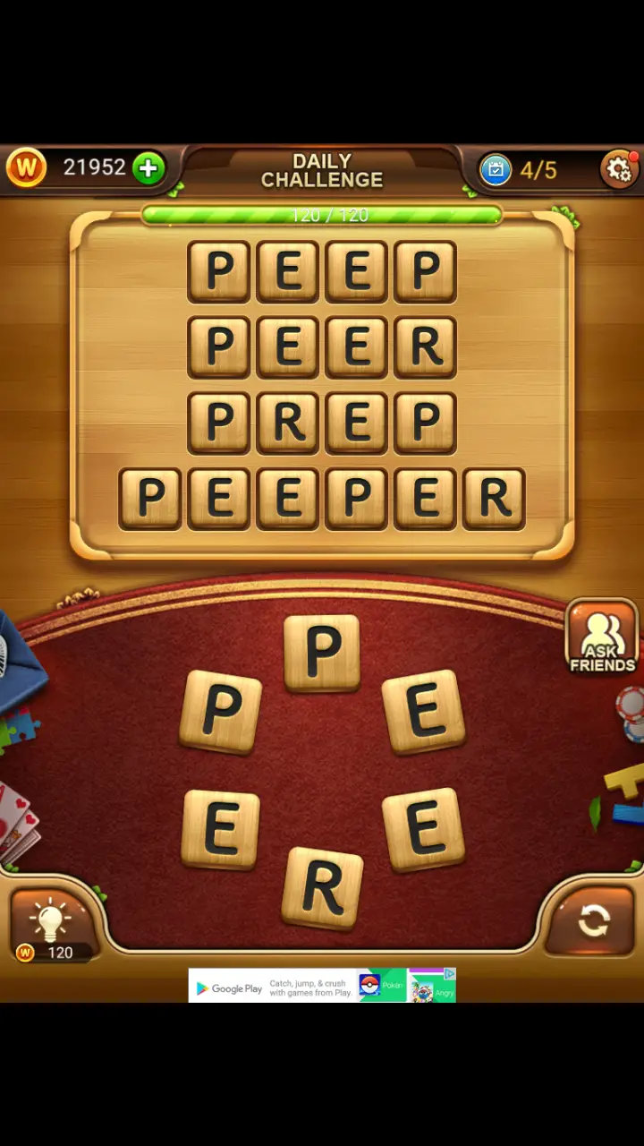 //appclarify.com/wp content/uploads/2017/12/Word Connect Daily Challenge December 7 2017 4 PEEP PEER PREP PEEPER