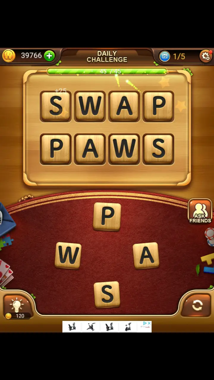 //appclarify.com/wp content/uploads/2018/01/Word Connect Daily Challenge February 1 2018 1 SWAP PAWS