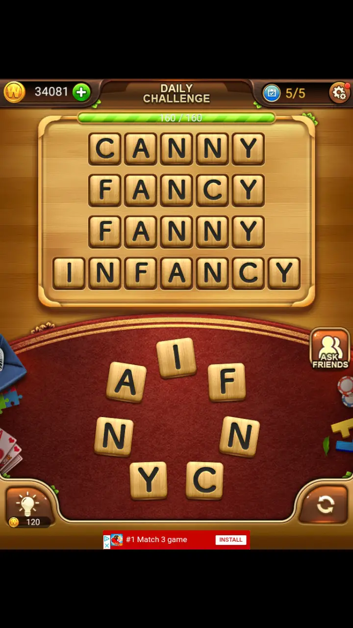 //appclarify.com/wp content/uploads/2018/01/Word Connect Daily Challenge January 14 2018 5 CANNY FANCY FANNY INFANCY