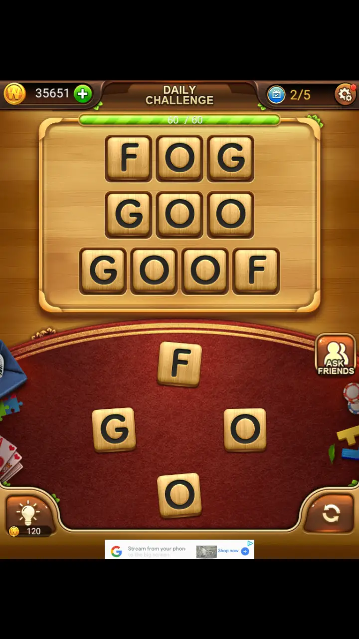 //appclarify.com/wp content/uploads/2018/01/Word Connect Daily Challenge January 19 2018 2 FOG GOO GOOF