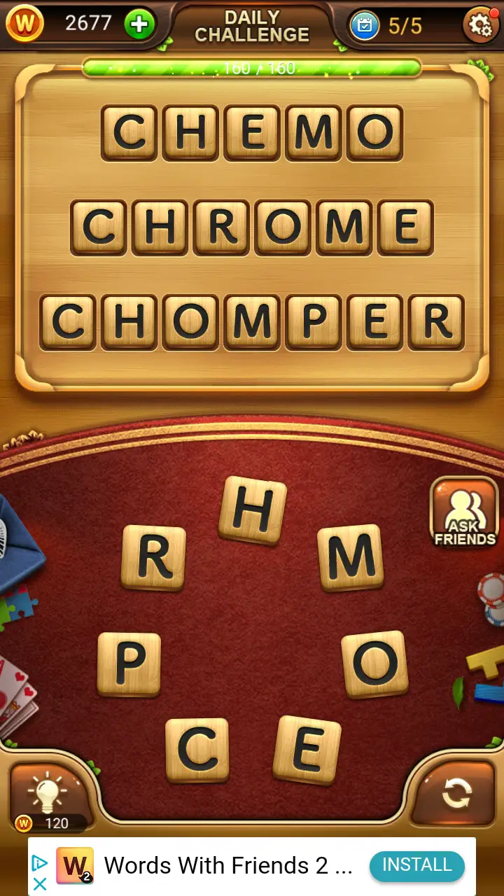 //appclarify.com/wp content/uploads/2018/01/Word Connect Daily Challenge January 2 2018 5 CHEMO CHROME CHOMPER