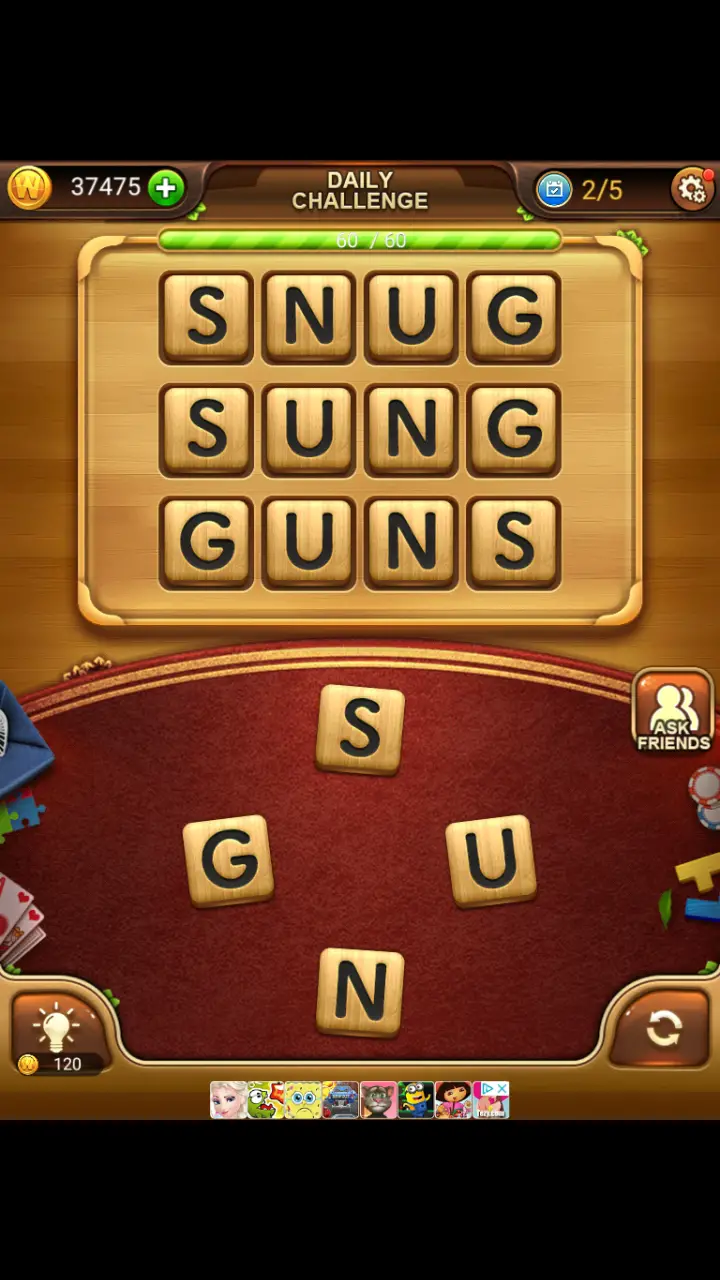 //appclarify.com/wp content/uploads/2018/01/Word Connect Daily Challenge January 25 2018 2 SNUG SUNG GUNS