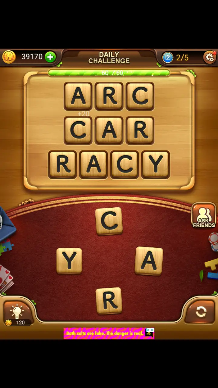 //appclarify.com/wp content/uploads/2018/01/Word Connect Daily Challenge January 30 2018 2 ARC CAR RACY