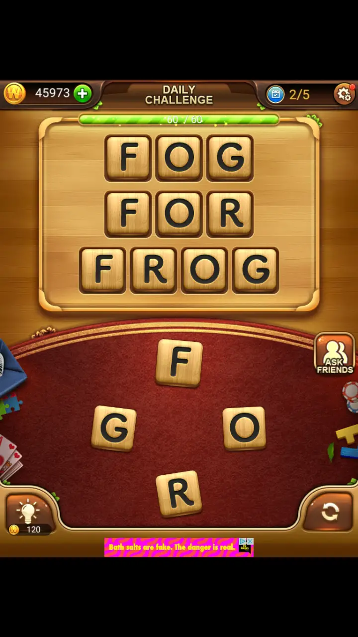 //appclarify.com/wp content/uploads/2018/02/Word Connect Daily February 21 2018 2 FOG FOR FROG