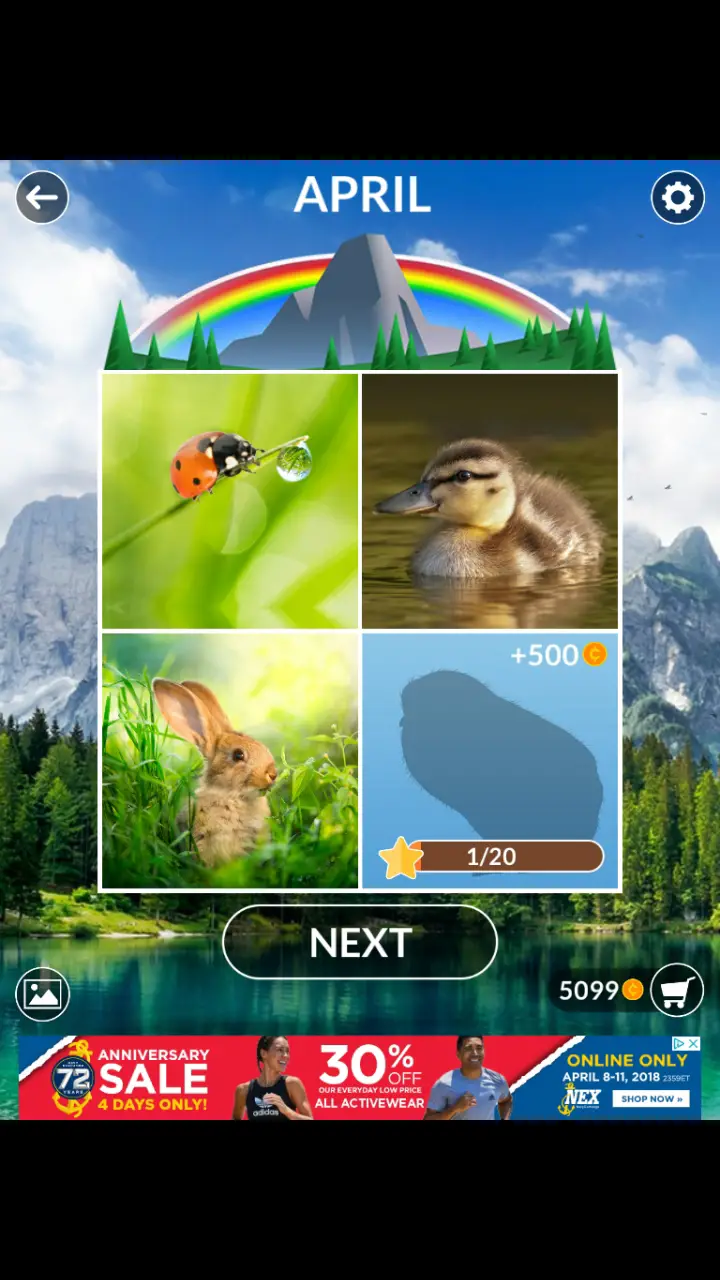 //appclarify.com/wp content/uploads/2018/04/Wordscapes Daily April 2018 3 badges LADYBUG DUCKLING BUNNY