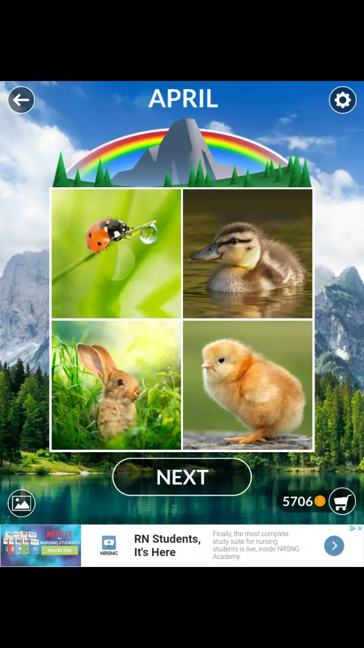 //appclarify.com/wp content/uploads/2018/04/Wordscapes Daily April 2018 4 badges LADYBUG DUCKLING BUNNY CHICK