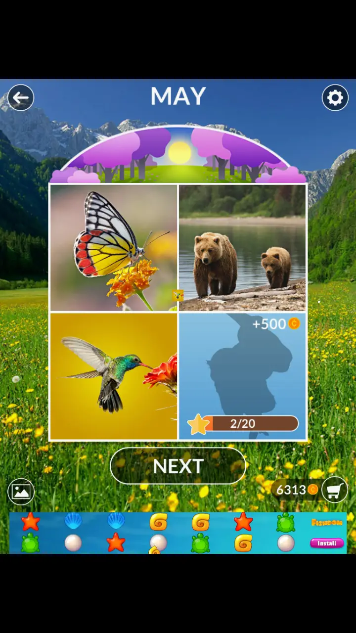 //appclarify.com/wp content/uploads/2018/05/Wordscapes Daily May 2018 3 badges BUTTERFLY GRIZZLY BEAR HUMMINGBIRD
