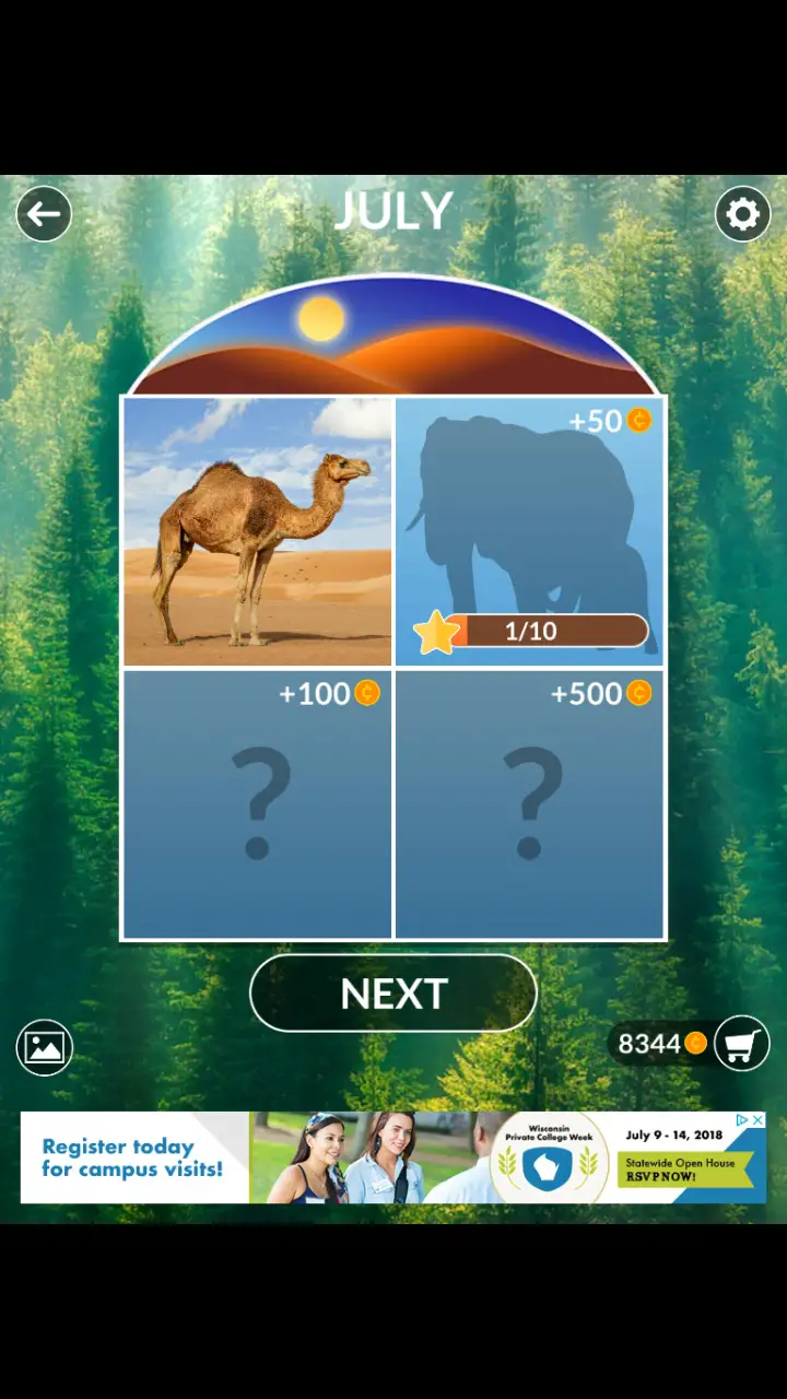//appclarify.com/wp content/uploads/2018/07/Wordscapes Daily July 2018 badge 1 CAMEL