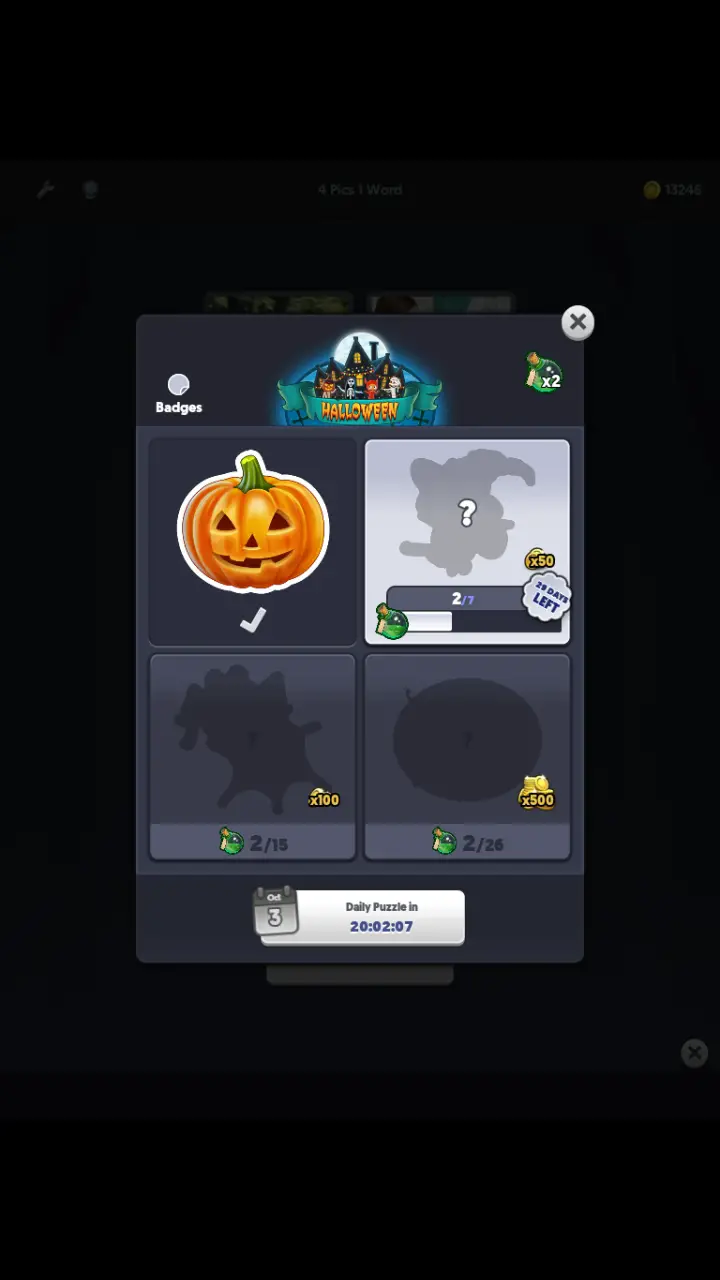 //appclarify.com/wp content/uploads/2018/10/4 Pics 1 Word Daily October 2018 Halloween 1 badge PUMPKIN