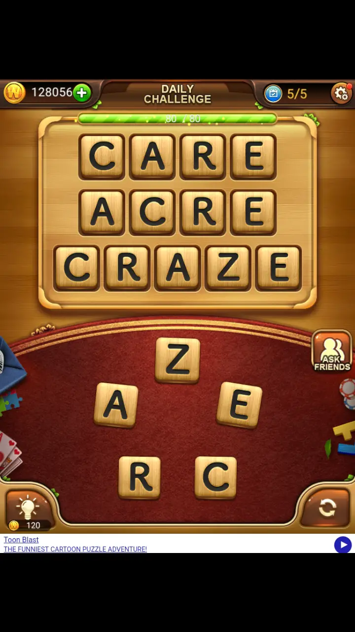 //appclarify.com/wp content/uploads/2018/11/Word Connect Daily November 21 2018 5 CARE ACRE CRAZE
